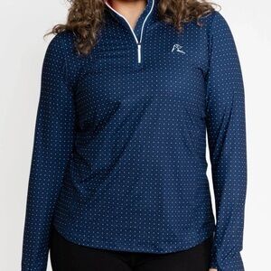 💙❤️ NWT Rhoback Stateside Dot Performance Quarter Zip Pullover Women's Size M